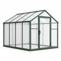 Serre de jardin en aluminium vert avec panneaux en polycarbonate translucide et porte battante, 250 × 190 × 195 cm