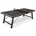 Table de tennis de table d’intérieur noire, marron et argentée, 274 × 152,5 × 76 cm, style industriel