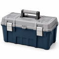 Boîte à outils portable bleu foncé et gris avec compartiments, 45 × 25 × 24 cm