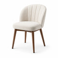 Chaise rembourrée en tissu bouclé écru avec pieds en bois marron, 58 × 61 × 81 cm