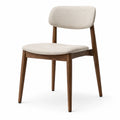 Chaise de salle à manger contemporaine en bois brun et tissu beige, 50 × 54 × 80 cm