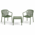 Ensemble de jardin vert sauge 3 pièces avec 2 fauteuils de 58 × 56 × 80 cm et table de 45 × 45 × 40 cm