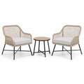 Ensemble 3 pièces beige et noir, 2 fauteuils 67 × 70 × 82 cm et table ronde 50 × 48 cm
